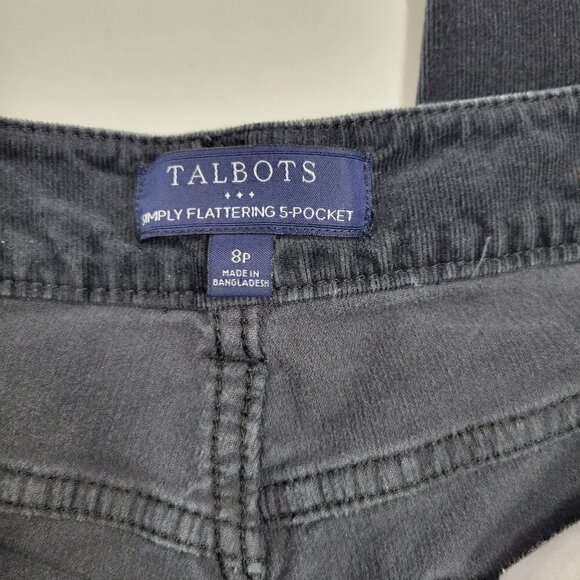 Talbots Women's Simply Flattering 5-Pocket Straight Black Corduroy Pants Sz 8P - Picture 6 of 9